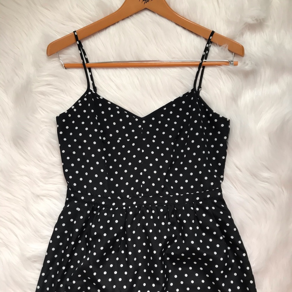 J.Crew Polka Dot Cami Flare Dress In Black